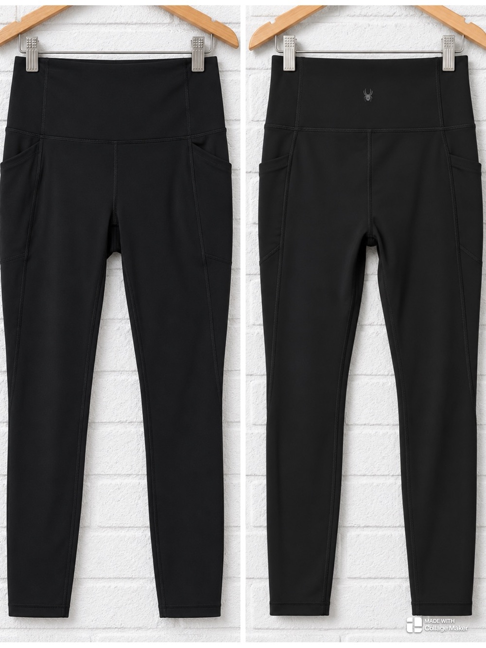 Spyder Active Black Gym wear Leggings Side Pockets Performance Small Petite